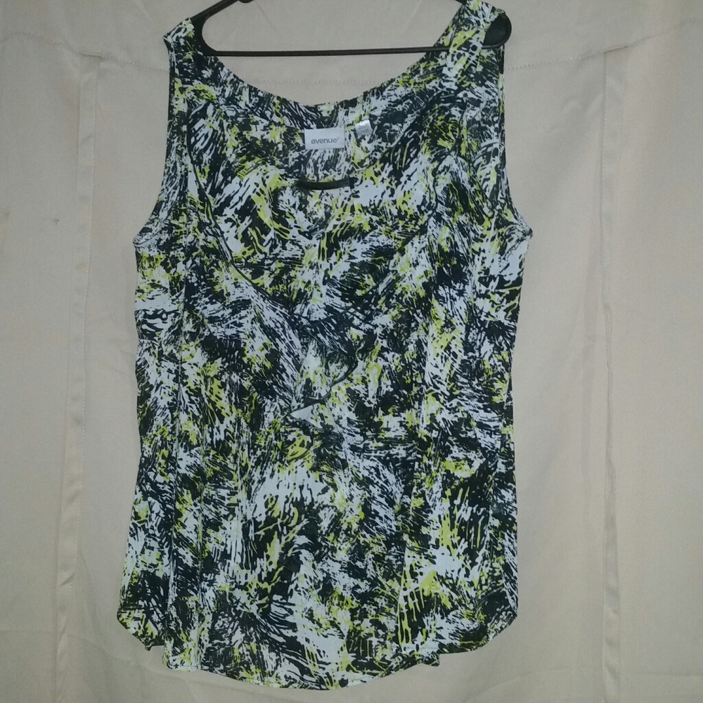 avenue plus size 26/28 shirt used yellow/green